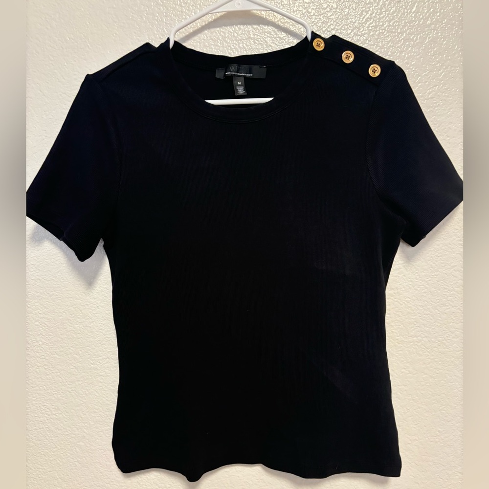 White House Black Market  | Ribbed Tee | Black | Medium